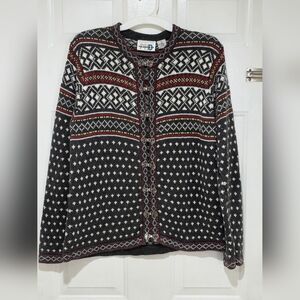 Paul Harris Design Women's Nordic Pattern Cardigan Sweater Size L